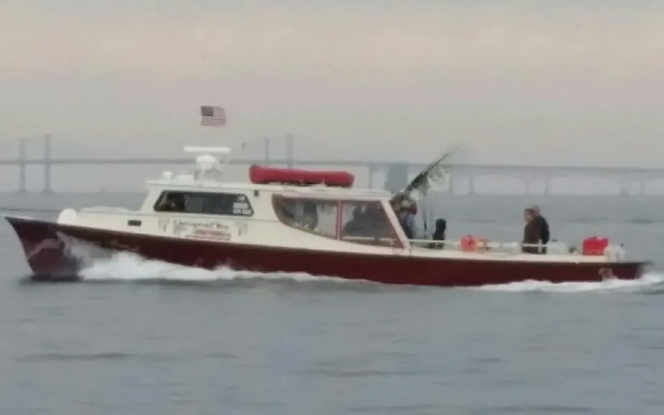 Chesapeake Bay charter boat underway near Annapolis and Kent Island