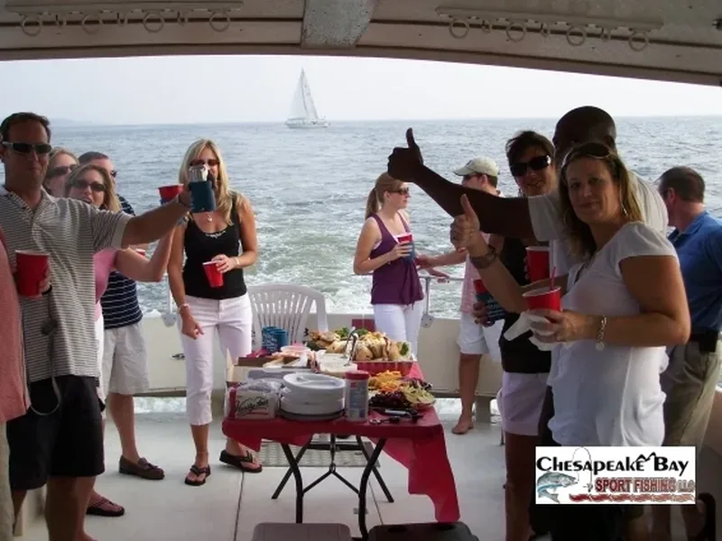 Charter group on board a Chesapeake Bay walk-on trip